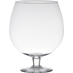 Hakbijl Glass Vaas Brandy - op voet - transparant - glas - 24 cm - terrarium - bloemen - Vazen