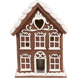 Clayre & Eef Gingerbread house met LED 17x10x22 cm Bruin Kunststof Peperkoekhuisje