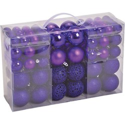 Kerstboomversiering 100x paarse plastic kerstballen - Kerstbal