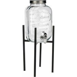 Limonade/drankdispenser op verhoger - 5 liter - transparant glas - H48 x B21 cm - Drankdispensers