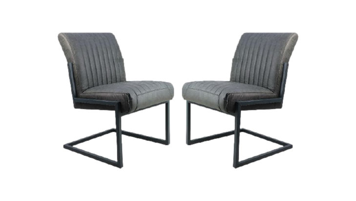 HSM Collection-Eetkamerstoel Texas S/2-55x50x85-Grafiet/Grijs-Leder/Metaal - 