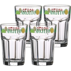 Urban Living Mojito cocktailglazen - gedecoreerd glas met tekst - 4x stuks - 365 ml - Cocktailglazen