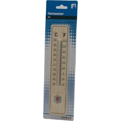 Binnen/buiten thermometer hout 21 x 4 cm - Buitenthermometers