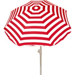 Strand parasol - rood/wit - 180cm - hoogte verstelbaar - Uv bestendig - Parasols