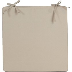 Stoelkussen buiten 40x40x2,8 cm taupe met bevestigingslussen - Anna's Collection