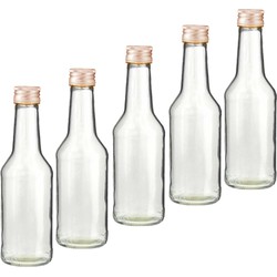 Set van 50x stuks 1x kleine glazen flesjes met schroefdop van 200 ml - Bruiloft bedankjes - Karaffen