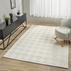 Modern vloerkleed - Medea Cubes Wit - 80 X 150 CM