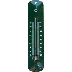 Binnen/buiten thermometer - groen - metaal - 6.5 x 30 cm - Themometers - Buitenthermometers