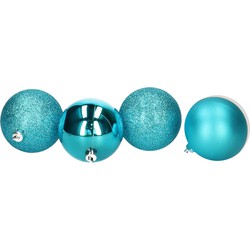 Atmosphera Kerstballen - 5ST - turquoise - glans en mat - 5 cm - kunststof - Kerstbal