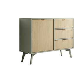 Meubella Dressoir Essence - Groen - Licht eiken - 106 cm