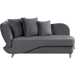 Beliani MERI - Chaise longue-Grijs-Fluweel