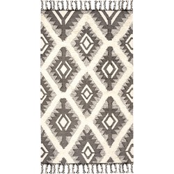 Safavieh Moroccan Inspired Indoor Hand Knotted Area Rug, Kenya Collection, KNY910, in Black & Ivory, 183 X 274 cm