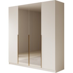 Meubella Kledingkast Sabre 2 - Wit - 200 cm - Met spiegel