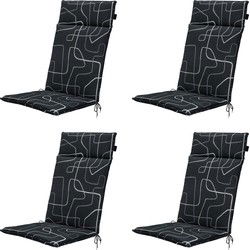 Madison -  Tuinstoelkussen Hoge Rug Joah grey - Ca. 120x50 cm - Set van 4