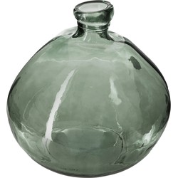 Atmosphera bloemenvaas Organische bol fles vorm - groen transparant - glas - H33 x D32 cm - Vazen