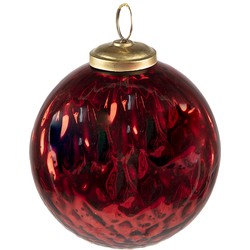 Clayre & Eef Kerstbal  Ø 9 cm Rood Glas Kerstdecoratie