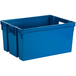 EDA Opbergbox/opbergkrat 50 L - blauw - kunststof - 56 x 41 x 29 - stapelbaar/nestbaar - Opbergbox