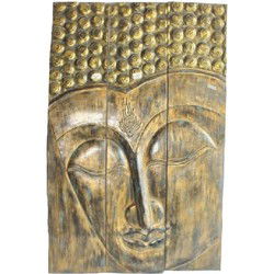 Fine Asianliving Thaise Boeddha Paneel Handgemaakt Boomstam L90xH140cm