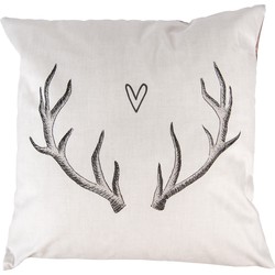 Clayre & Eef Kussenhoes 45x45 cm Beige Polyester Gewei