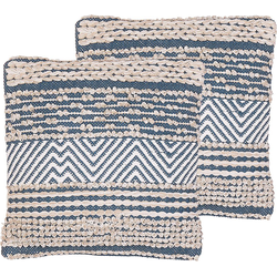 DEWBERRY - Sierkussen set van 2 - Blauw - Katoen