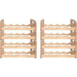 Cosy & Trendy Wijnrek voor 4x flessen - 8x - hout kleur - stapelbaar - 45 x 22 x 12 cm - Wijnrekken