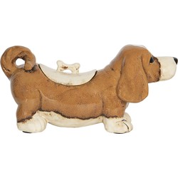 Clayre & Eef Beeld Hond 37x14x18 cm Bruin Keramiek beeld decoratie