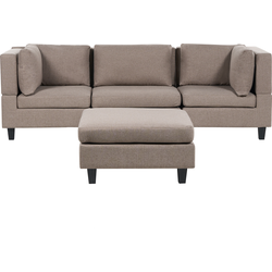 UNSTAD - Driezitsbank met ottomaan - Bruin - Polyester