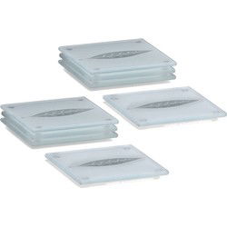 Glazenonderzetters - 8x stuks - met bladeren print - 10 x 10 cm - Glazenonderzetters