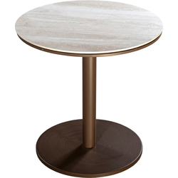 Millor side table dia. 50x50 cm aluminium bronze/travertin