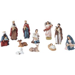 Decoris kerststalbeelden - set 11x stuks - tot 9,5 cm - polyresin - Kerststallen