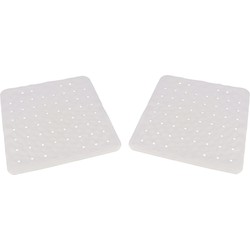 Set van 2x stuks badkuip/douchecabine ruwe anti-slip mat wit 54 x 54 cm - Badmatjes