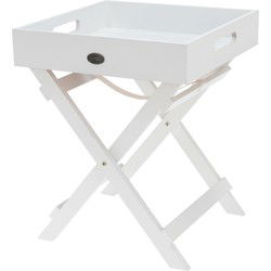 Home & Styling Bijzettafeltje/dienblad - hoge poten - wit - 30x36 cm - Bijzettafels