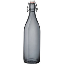 Bormioli rocco waterfles met beugeldop - grijs transparant - 1000 ml - Giara home deco fles - Decoratieve flessen