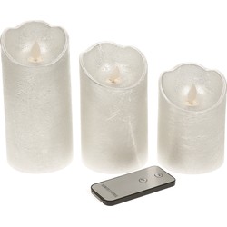 Kaarsen set van 3x stuks led stompkaarsen zilver met afstandsbediening - LED kaarsen
