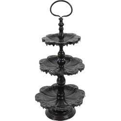Clayre & Eef Etagère 3 laags  Ø 33x71 cm Zwart Ijzer Rond Fruitschaal etagère