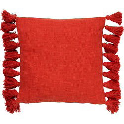 Dutch Decor RUBY - Kussenhoes 45x45 cm - 100% katoen - met flosjes - Aurora Red - rood - Dutch Decor