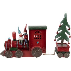 Clayre & Eef Kerstdecoratie met LED-verlichting Trein 30x7x21 cm Rood Kunststof