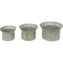 Clayre & Eef Bloempot Set van 3  Ø 40 Ø 34 Ø 28 cm Grijs Metaal Plantenpot