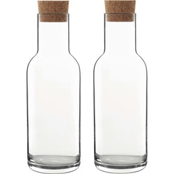 3x Glazen water of sap karaffen met dop1 L - Karaffen