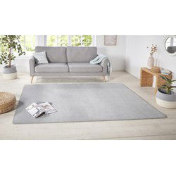 Laagpolig Effen Uni Vloerkleed - Nasty - Zilver - 140x200 cm