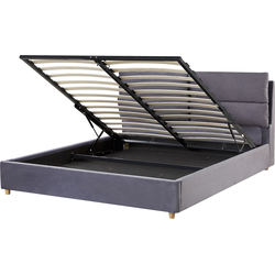 BATILLY  - Bed met opbergruimte - Grijs - 160 x 200 cm - Fluweel