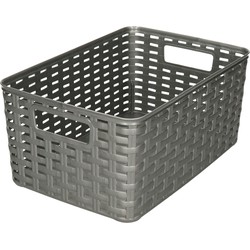 Plasticforte Opbergmand - Kastmand - rotan kunststof - titanium - 6 Liter - 19 x 29 x 13 cm - Opbergmanden