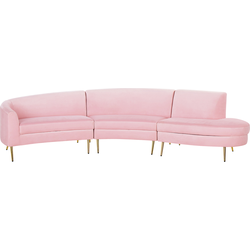 Beliani MOSS - U-vormige bank-Roze-Fluweel