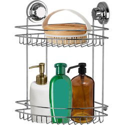 Concorde - Doucherekje hoek-model 2-laags - zilver - H37 cm - metaal - Douche- en badrekjes