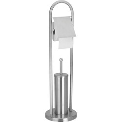 Toiletrol en wc-borstel houder - 80 cm - mat RVS 80 cm - Toiletaccessoireset