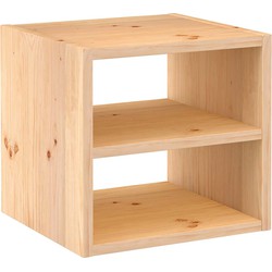 Kubusvormige massief grenen boekenplank met een tussenliggende plank - L36,2 x H36,2 cm