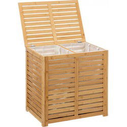 5Five® Sicela Bamboe Wasmand met 2 vakken - 110 liter - Bruin