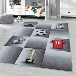 Kindervloerkleed - Voetbal - Grijs - 120x170 cm