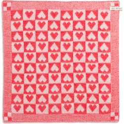 Knit Factory Gebreide Keukendoek - Keukenhanddoek Heart - Ecru/Rood - 50x50 cm