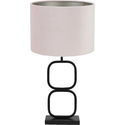Tafellamp Lutika/Velours - Zwart/Licht roze - Ø30x67cm